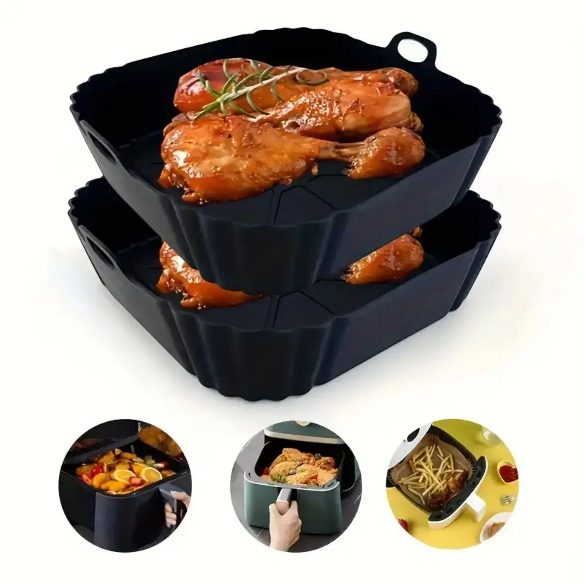 再利用可能なエアフライヤーシリコンポットノンスティックベーキ - Air Fryer Silicone Pot Liner のレビューと価格