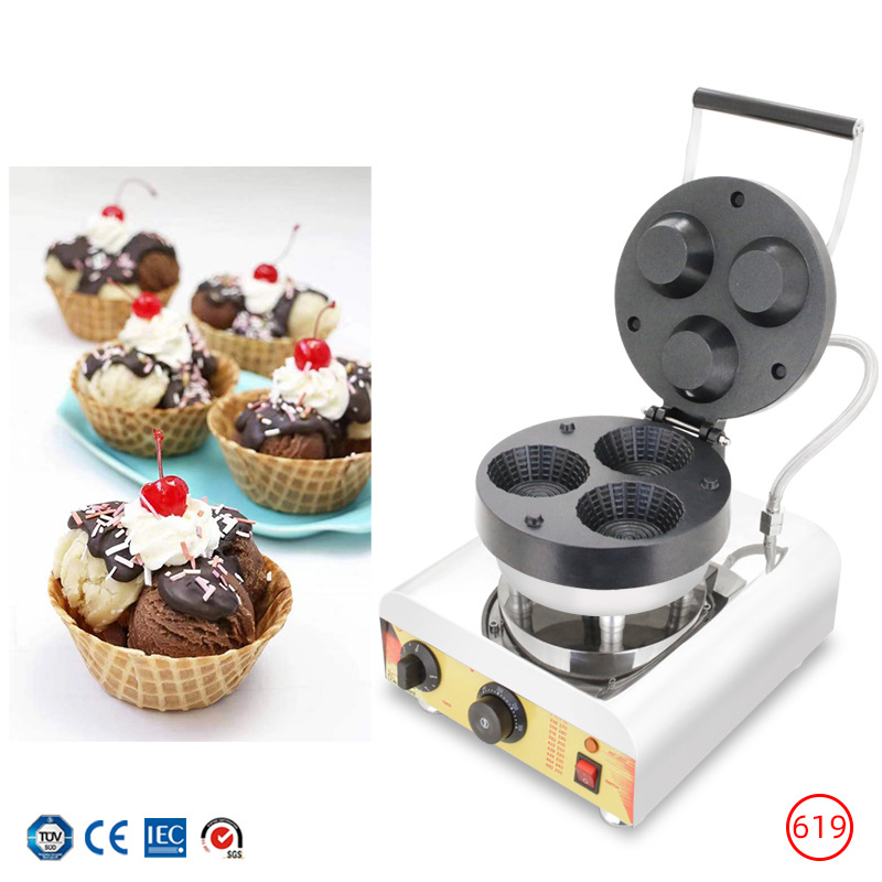 業務用3穴アイスクリームワッフルコーンメーカー、アイスクリー - Mini Waffle Maker Machine のレビューと価格